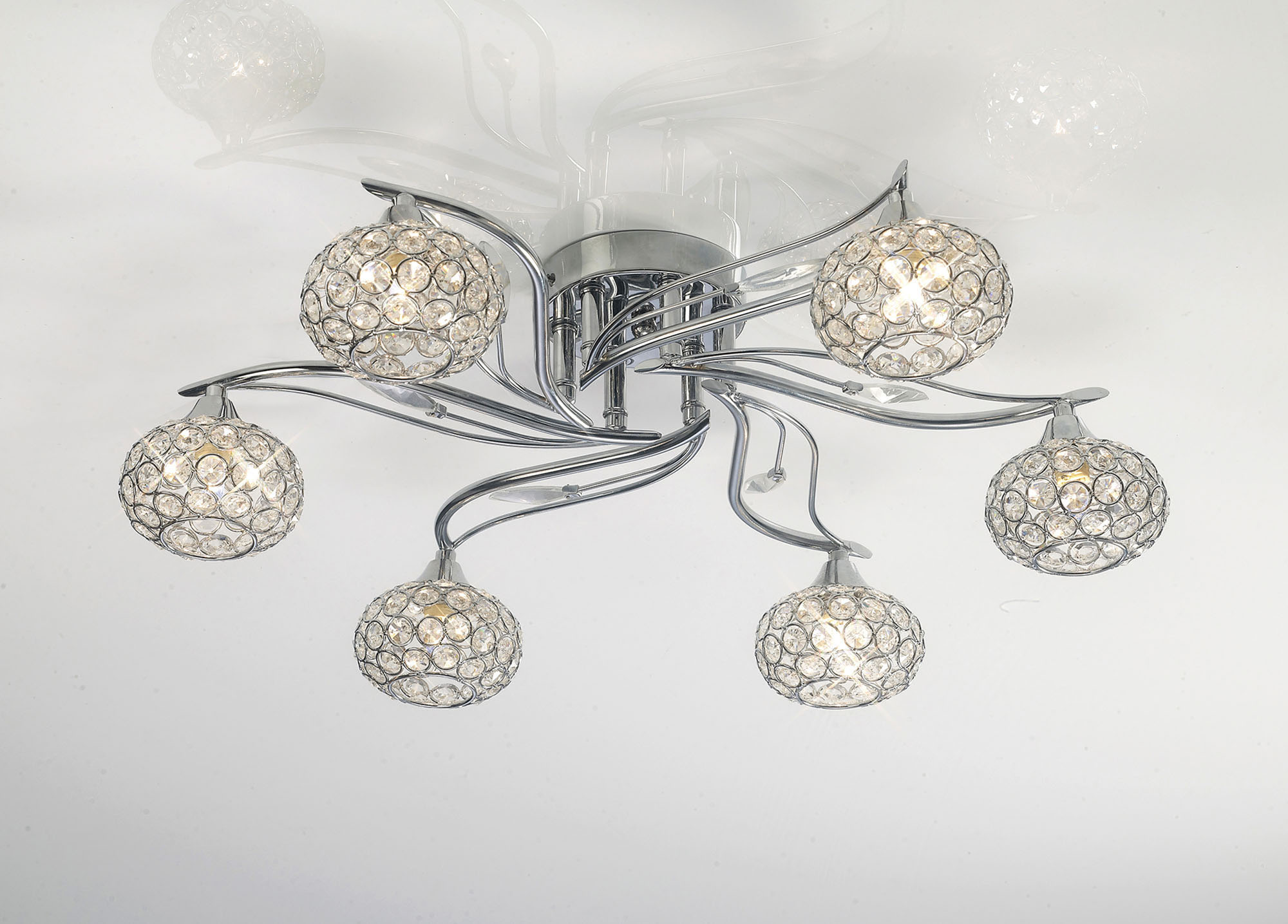 IL30956  Leimo Crystal Ceiling 6 Light Polished Chrome